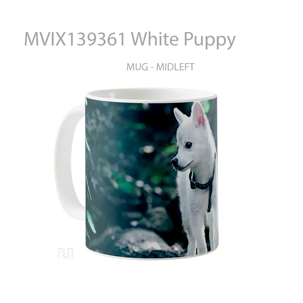 Mug White Puppy Gelas Hewan Lucu - All-side / Desain