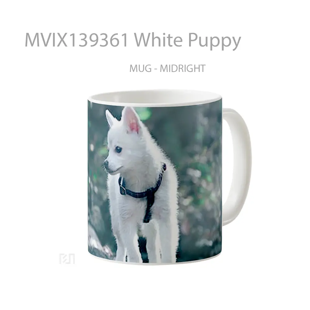 Mug White Puppy Gelas Hewan Lucu - All-side / Desain