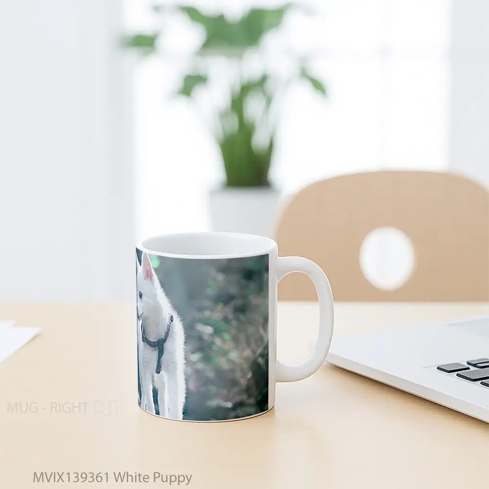 Mug White Puppy Gelas Hewan Lucu - All-side / Desain