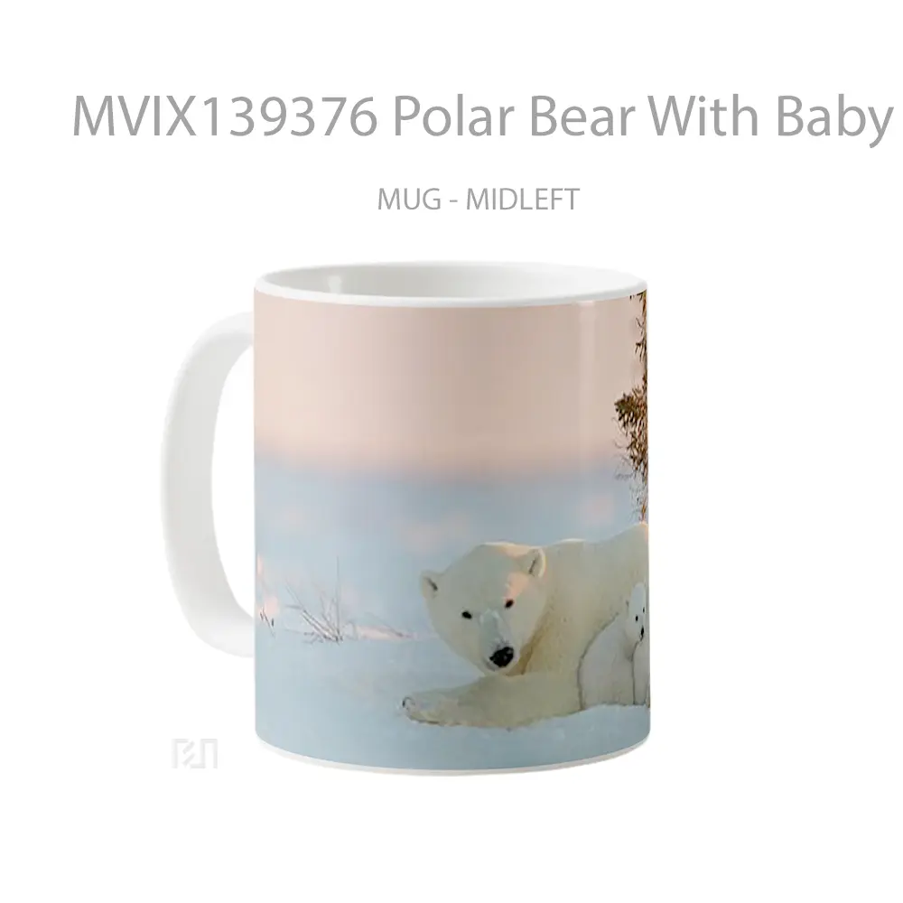 Mug Polar Bear With Baby Bears Gelas Hewan Lucu - All-side / Desain