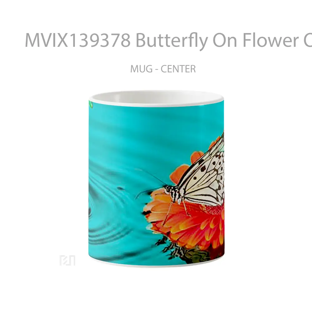 Mug Butterfly On Flower Over The Water Gelas Hewan Lucu