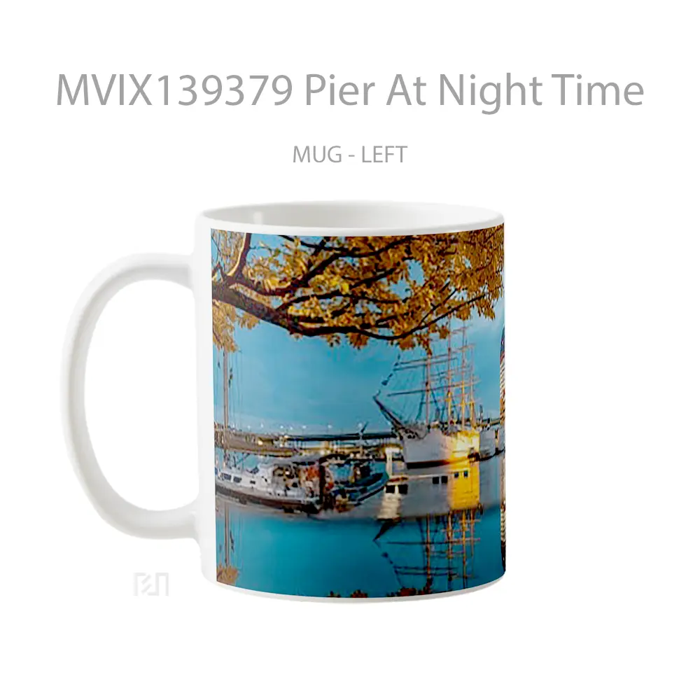 Mug Pier At Night Time Gelas Keramik Unik - All-side / Desain