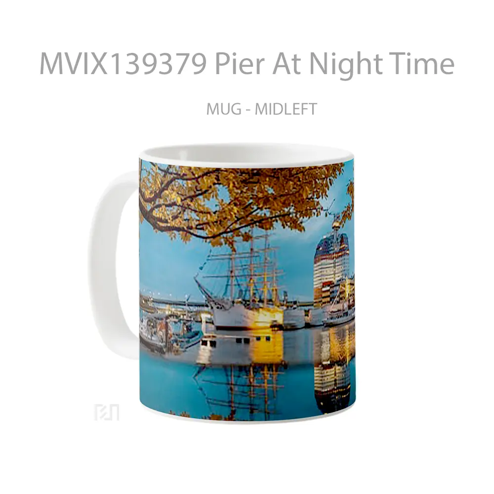 Mug Pier At Night Time Gelas Keramik Unik - All-side / Desain