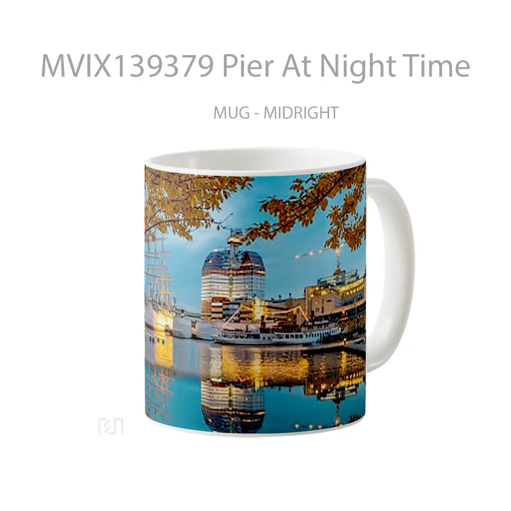 Mug Pier At Night Time Gelas Keramik Unik - All-side / Desain