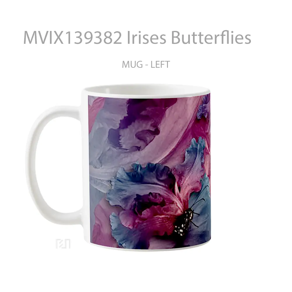 Mug Irises Butterflies Gelas Hewan Lucu - All-side / Desain