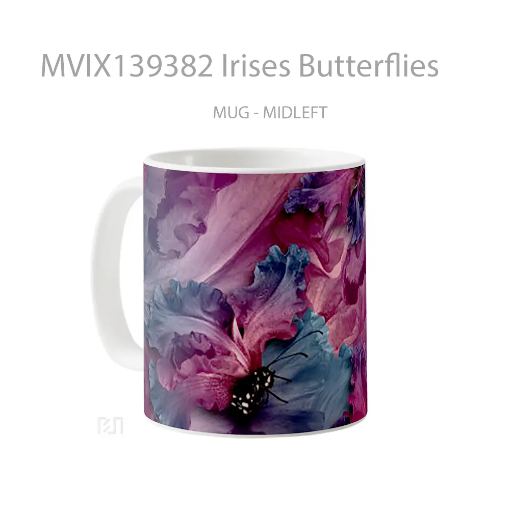 Mug Irises Butterflies Gelas Hewan Lucu - All-side / Desain