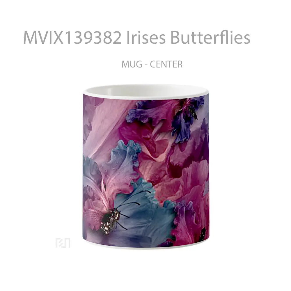 Mug Irises Butterflies Gelas Hewan Lucu