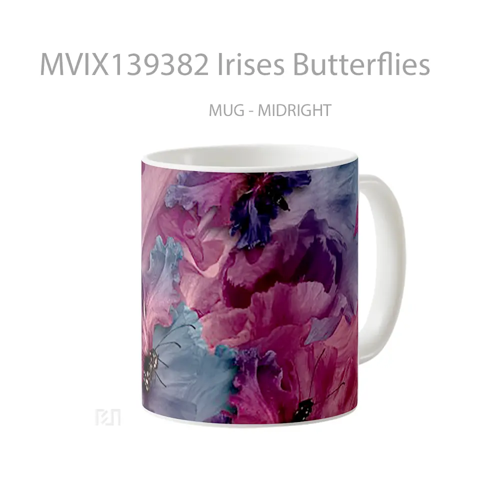 Mug Irises Butterflies Gelas Hewan Lucu - All-side / Desain