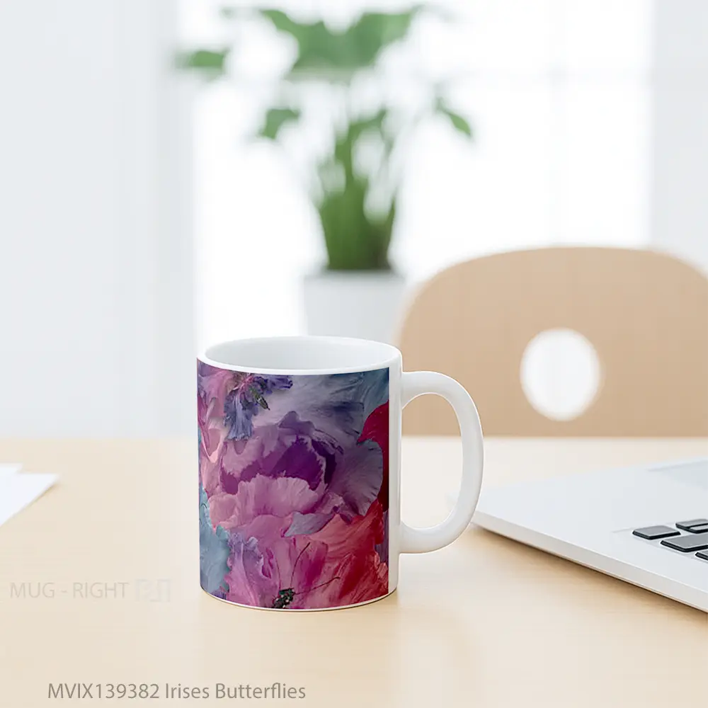 Mug Irises Butterflies Gelas Hewan Lucu - All-side / Desain