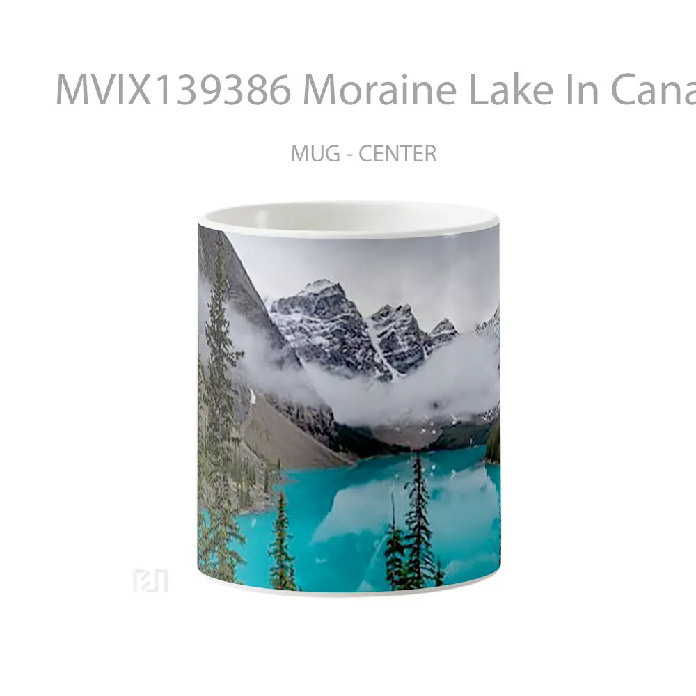 Mug Moraine Lake In Canada With Fog Gelas Pemandangan Alam