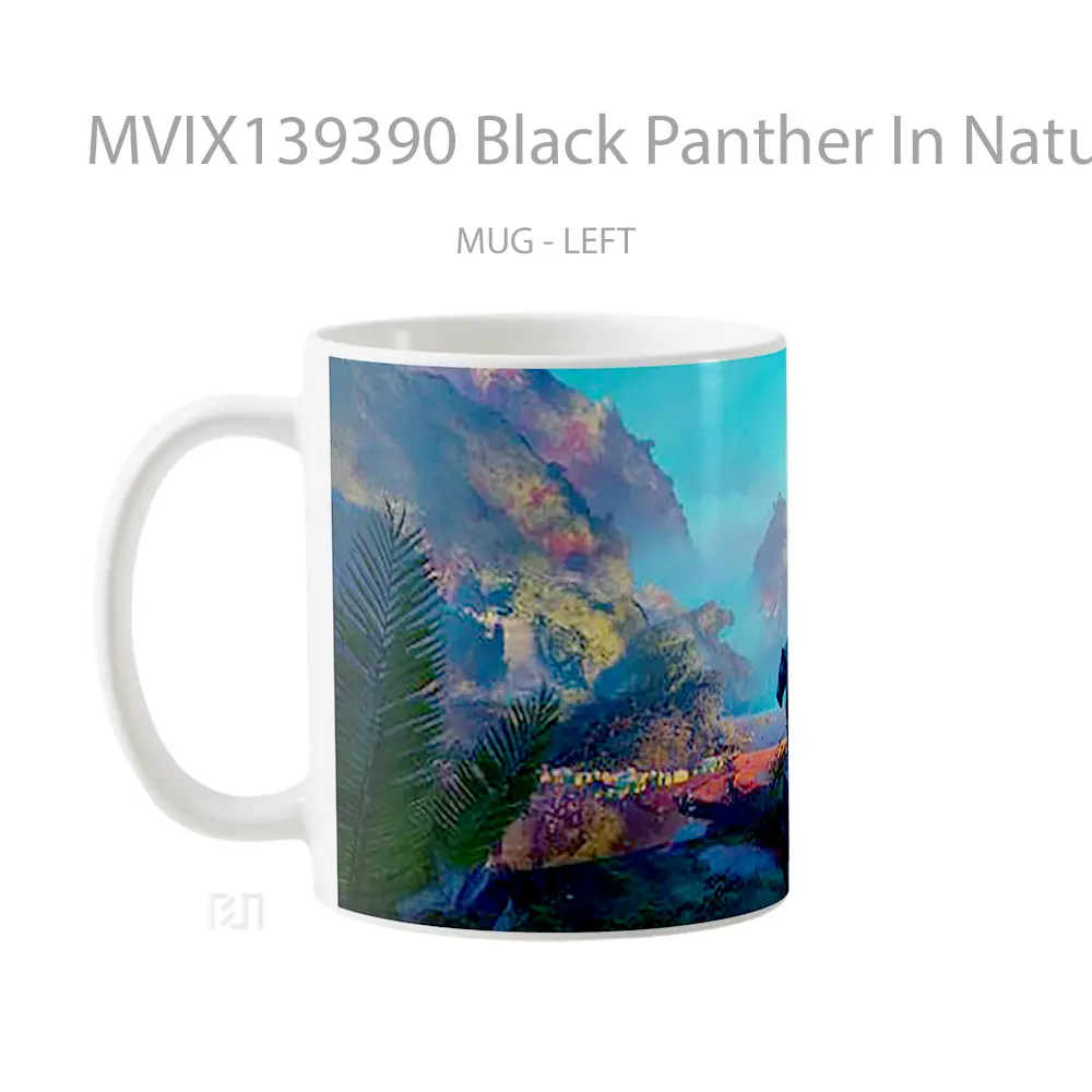 Mug Black Panther In Nature Digital Art Gelas Superhero - All-side / Desain