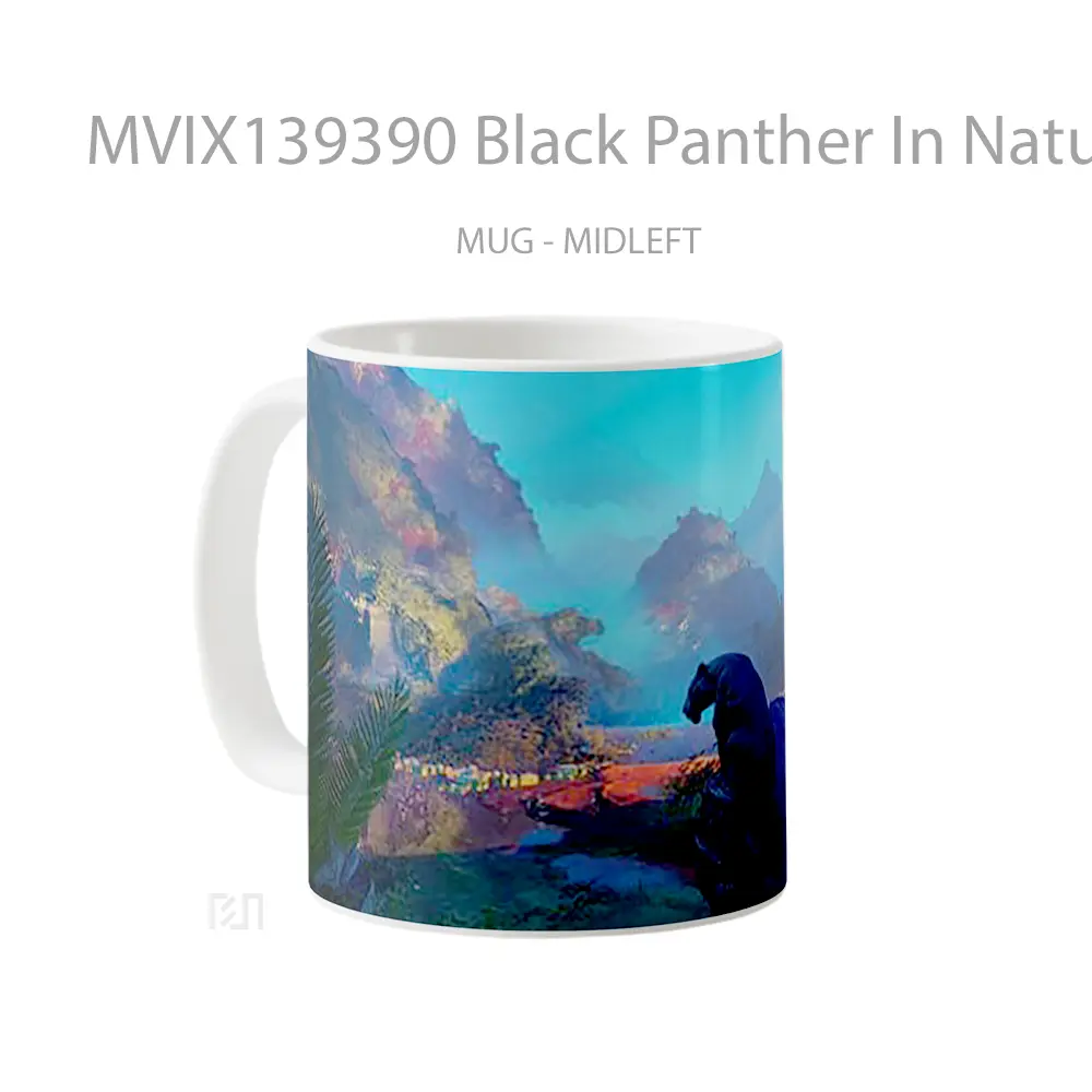 Mug Black Panther In Nature Digital Art Gelas Superhero - All-side / Desain