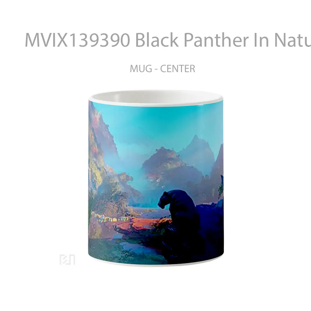 Mug Black Panther In Nature Digital Art Gelas Superhero