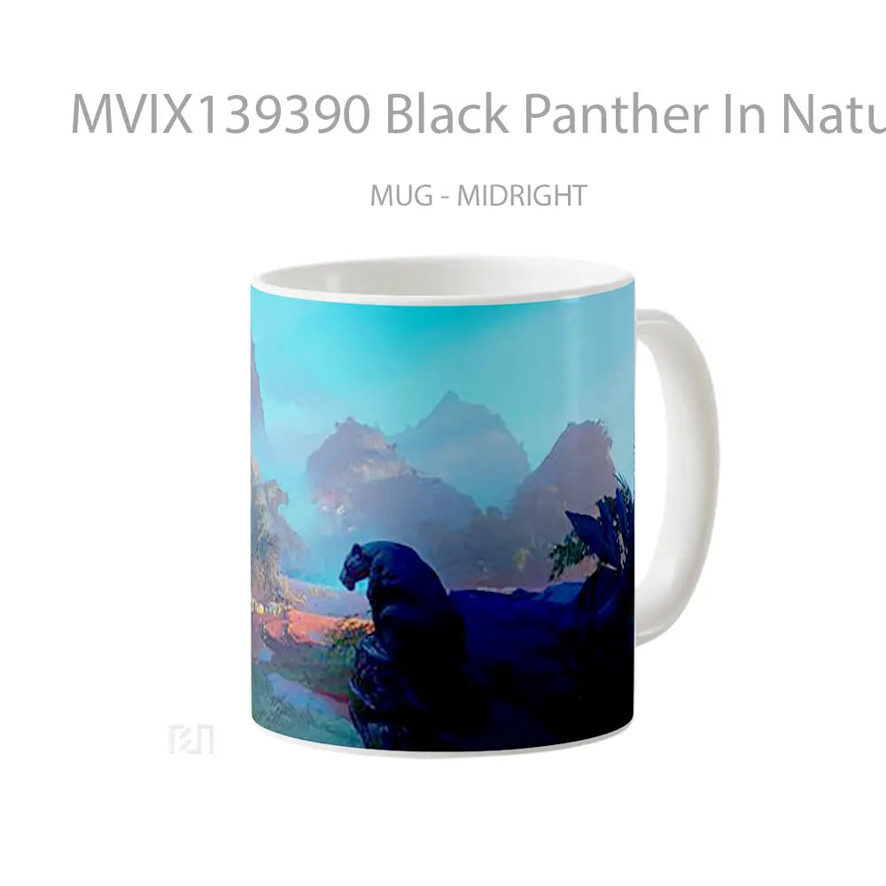 Mug Black Panther In Nature Digital Art Gelas Superhero - All-side / Desain