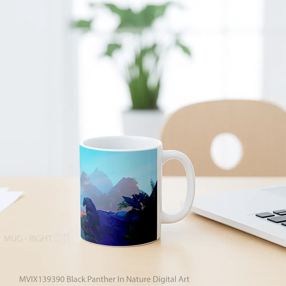 Mug Black Panther In Nature Digital Art Gelas Superhero - All-side / Desain
