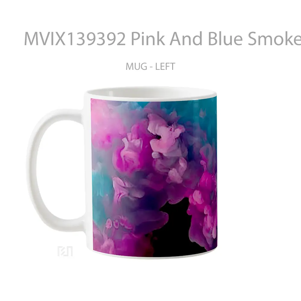 Mug Pink And Blue Smoke Gelas Keramik Unik - All-side / Desain