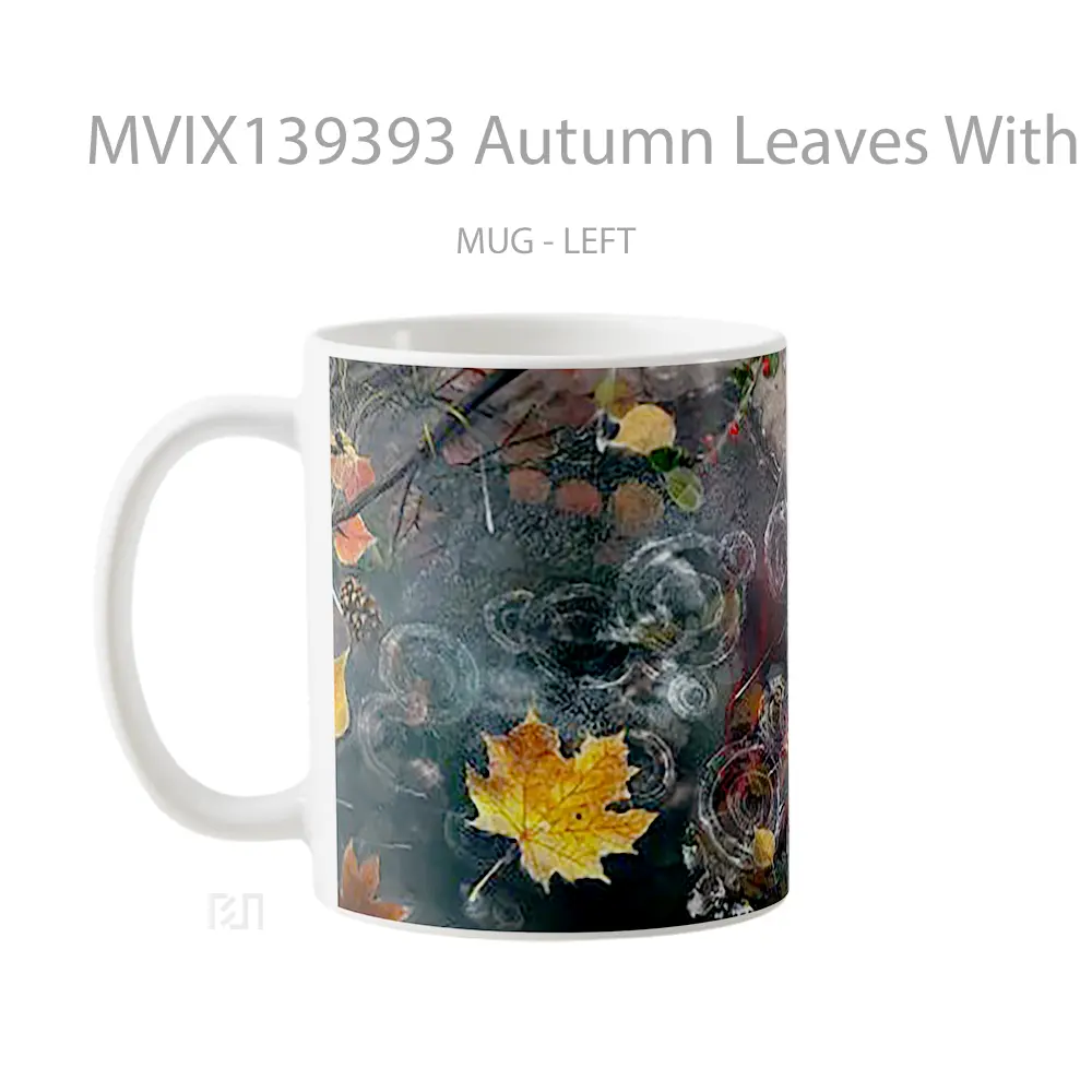 Mug Autumn Leaves With Rain Drops Gelas Pemandangan Alam - All-side / Desain