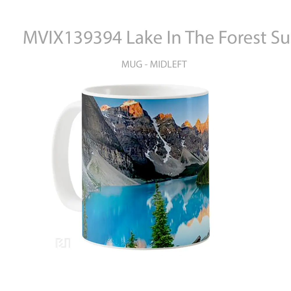 Mug Lake In The Forest Surrounded By Mountains Gelas Pemandangan Alam - All-side / Desain