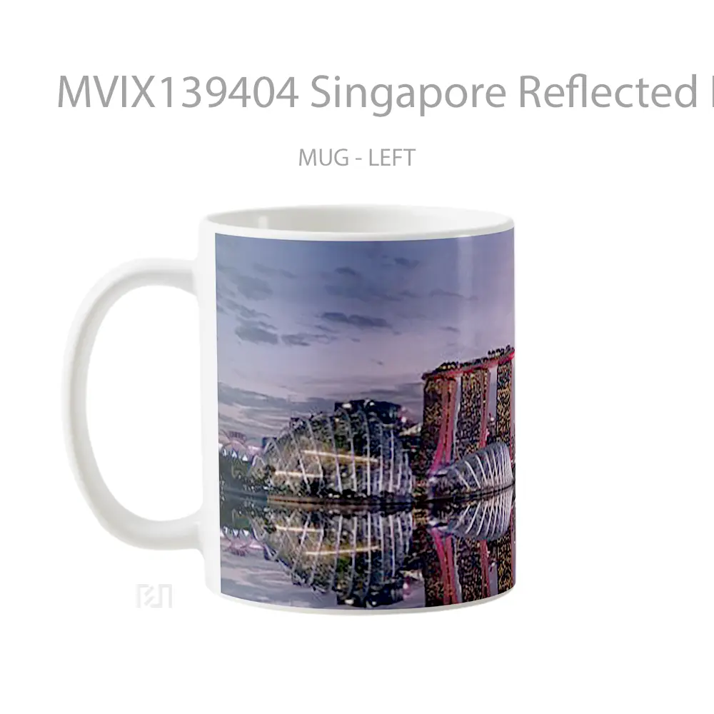 Mug Singapore Reflected In The Water At Sunset Gelas Pemandangan Alam - All-side / Desain