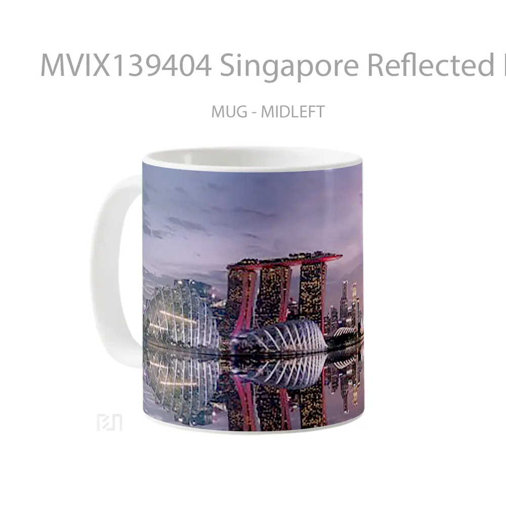 Mug Singapore Reflected In The Water At Sunset Gelas Pemandangan Alam - All-side / Desain