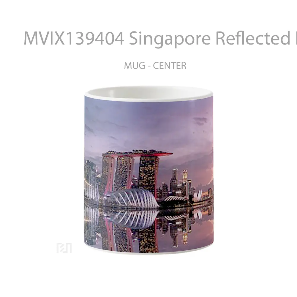 Mug Singapore Reflected In The Water At Sunset Gelas Pemandangan Alam
