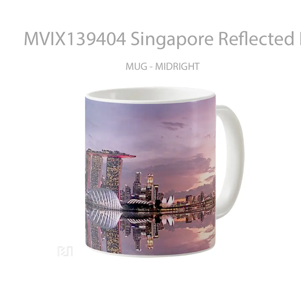Mug Singapore Reflected In The Water At Sunset Gelas Pemandangan Alam - All-side / Desain