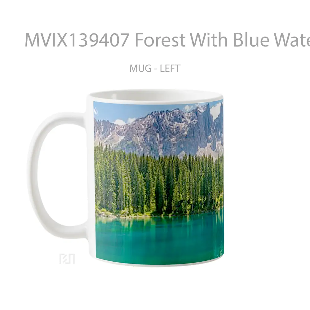 Mug Forest With Blue Watered Lake And Mountains Gelas Pemandangan Alam - All-side / Desain