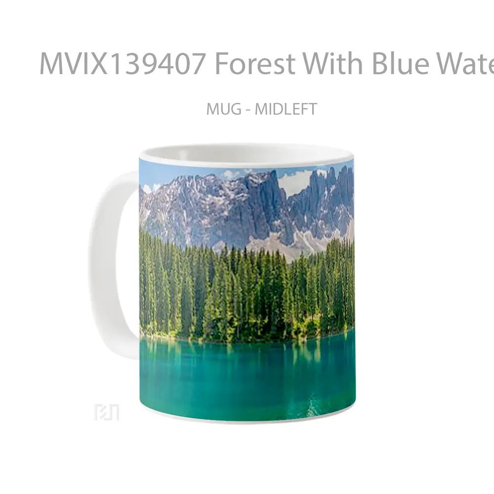 Mug Forest With Blue Watered Lake And Mountains Gelas Pemandangan Alam - All-side / Desain