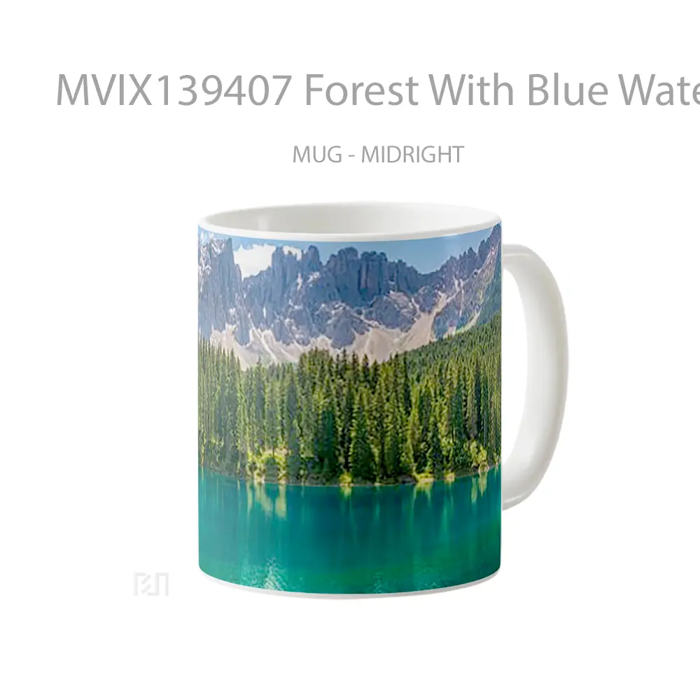 Mug Forest With Blue Watered Lake And Mountains Gelas Pemandangan Alam - All-side / Desain