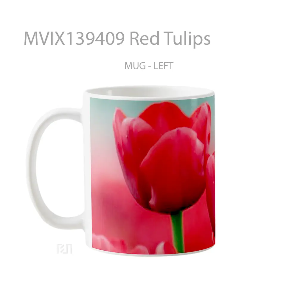 Mug Red Tulips Gelas Keramik Unik - All-side / Desain