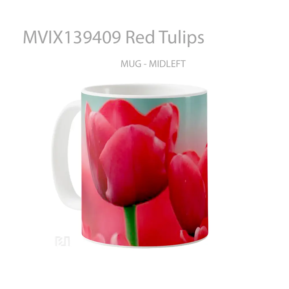 Mug Red Tulips Gelas Keramik Unik - All-side / Desain