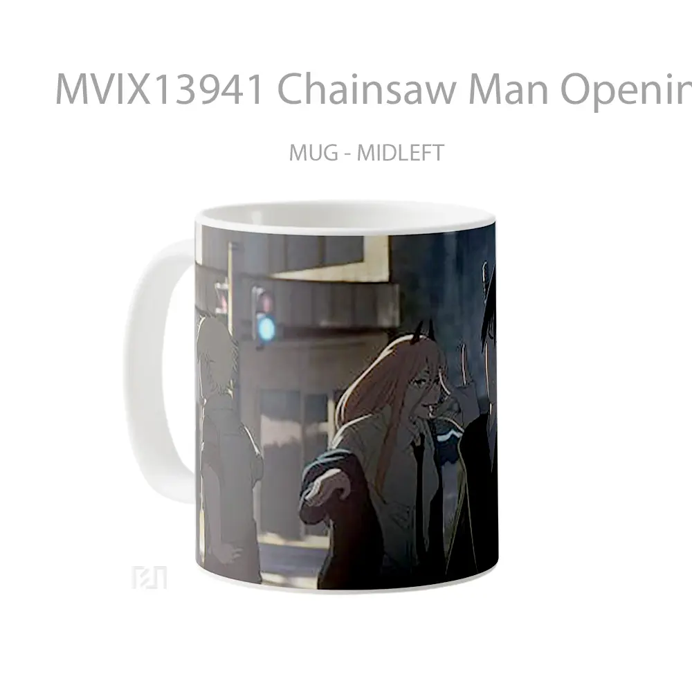 Mug Chainsaw Man Opening Aki Power Denji Gelas Keramik Unik - All-side / Desain