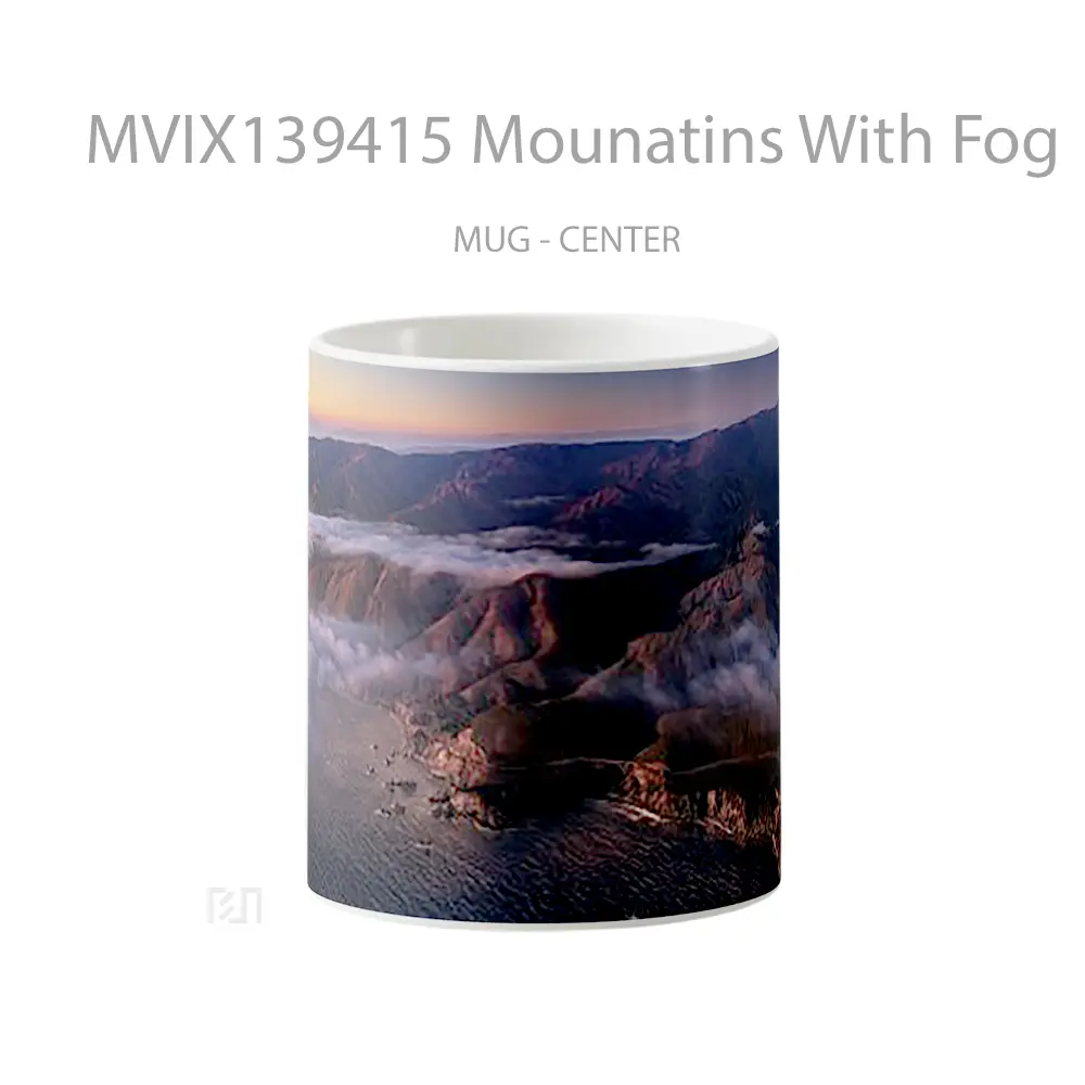 Mug Mounatins With Fog Gelas Pemandangan Alam
