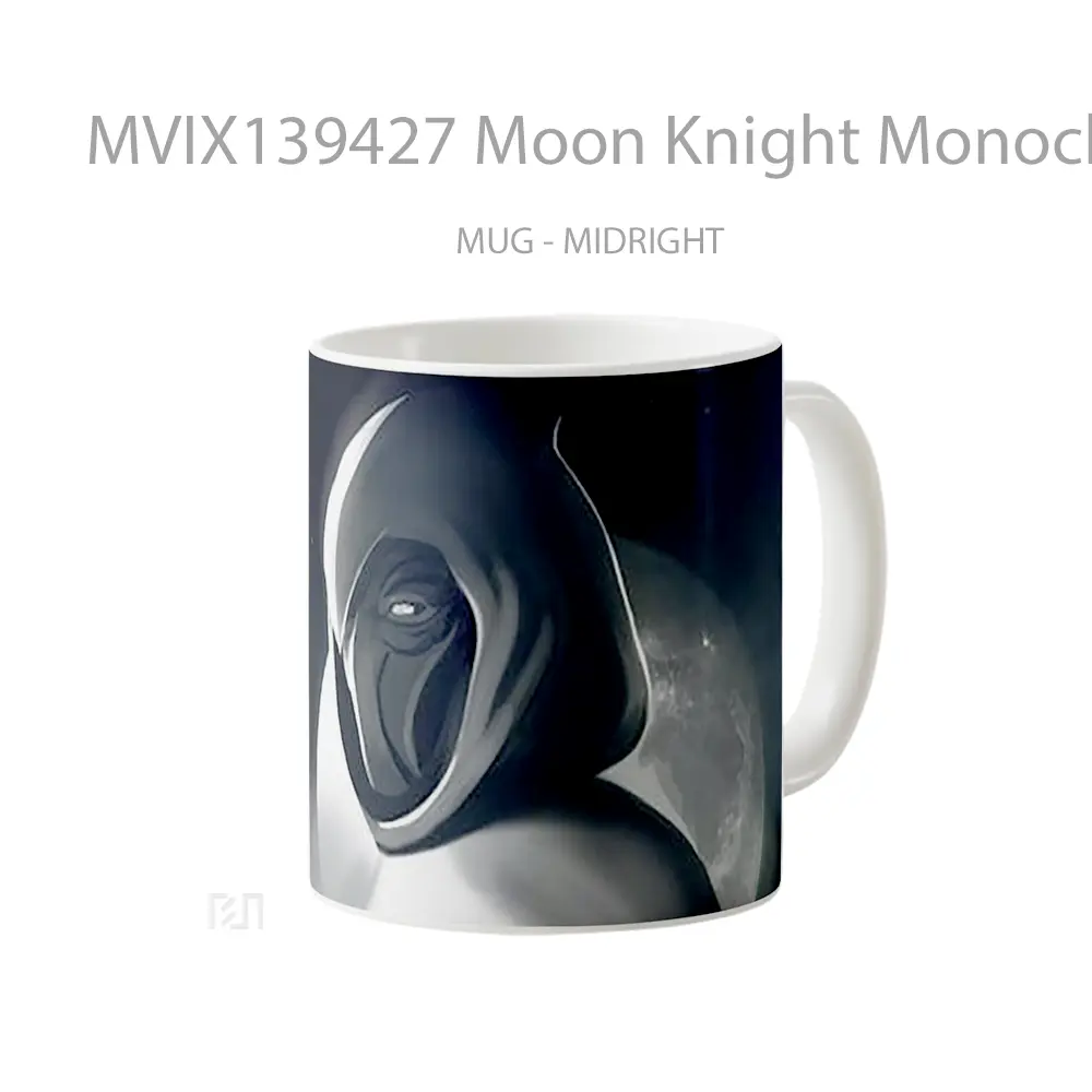 Mug Moon Knight Monochrome Gelas Seni Modern - All-side / Desain