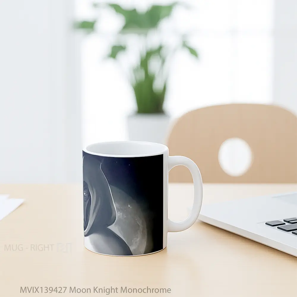 Mug Moon Knight Monochrome Gelas Seni Modern - All-side / Desain