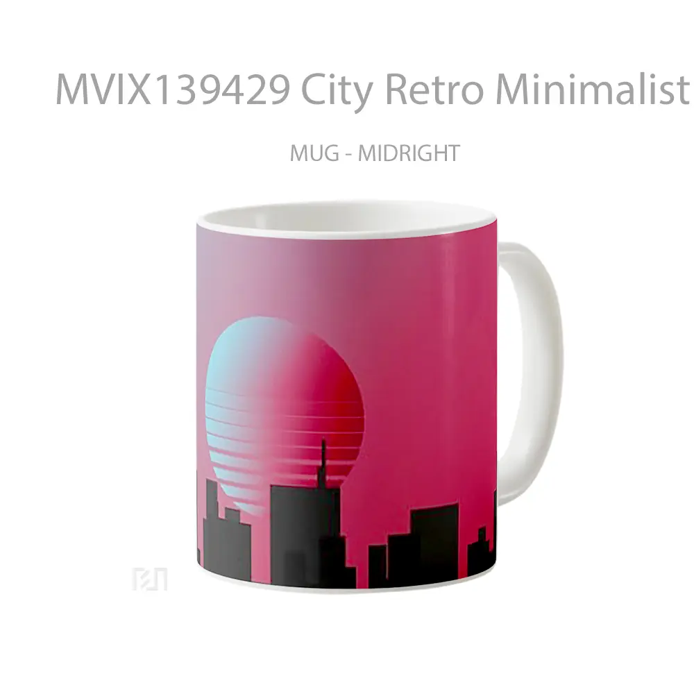 Mug City Retro Minimalist Style Gelas Seni Modern - All-side / Desain