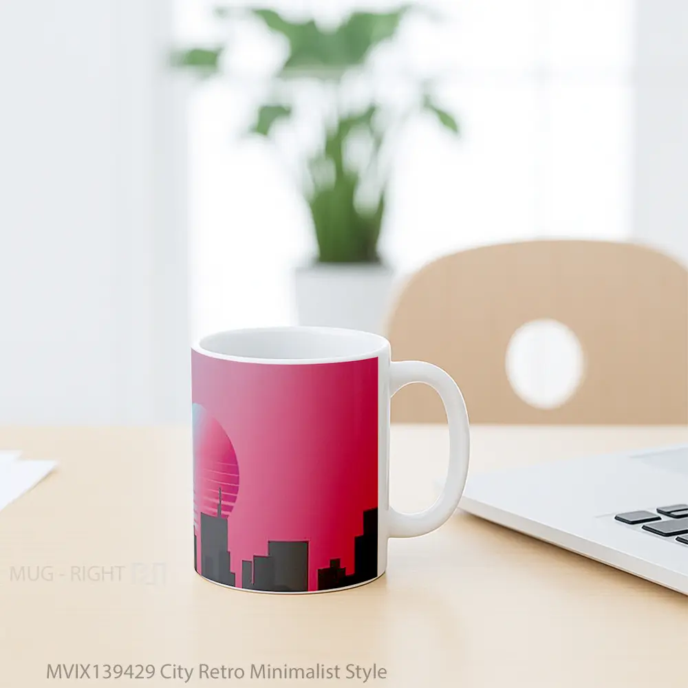 Mug City Retro Minimalist Style Gelas Seni Modern - All-side / Desain