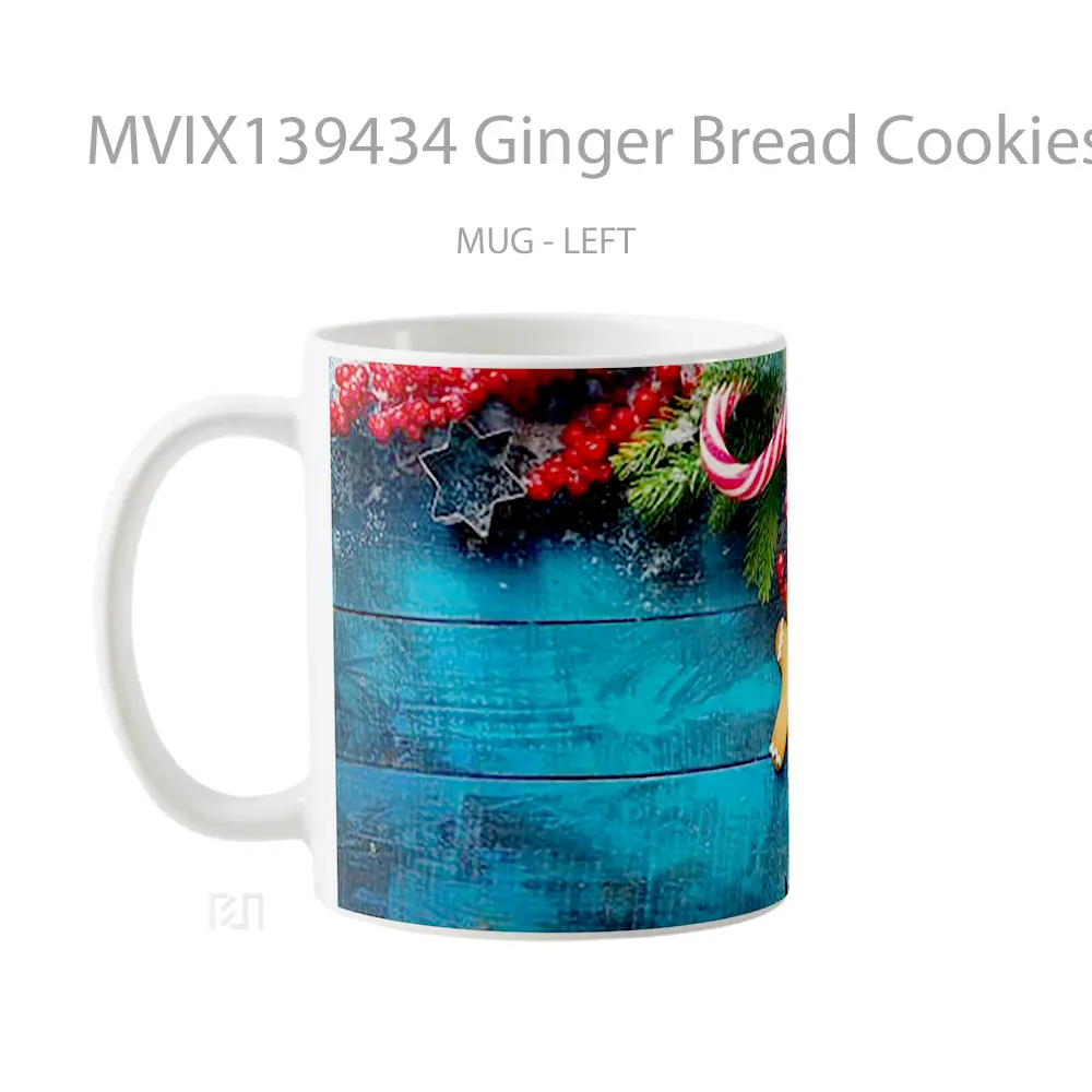 Mug Ginger Bread Cookies With Ornaments Gelas Keramik Unik - All-side / Desain