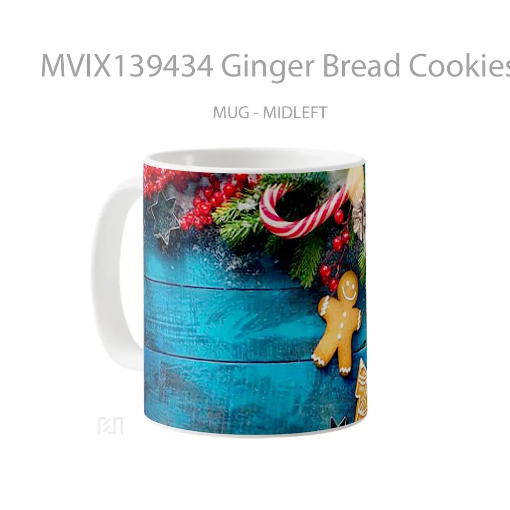 Mug Ginger Bread Cookies With Ornaments Gelas Keramik Unik - All-side / Desain