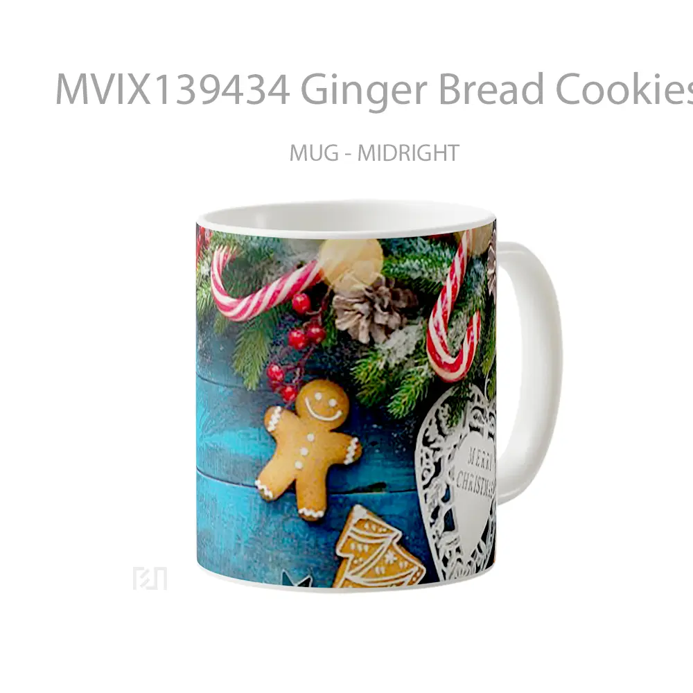 Mug Ginger Bread Cookies With Ornaments Gelas Keramik Unik - All-side / Desain