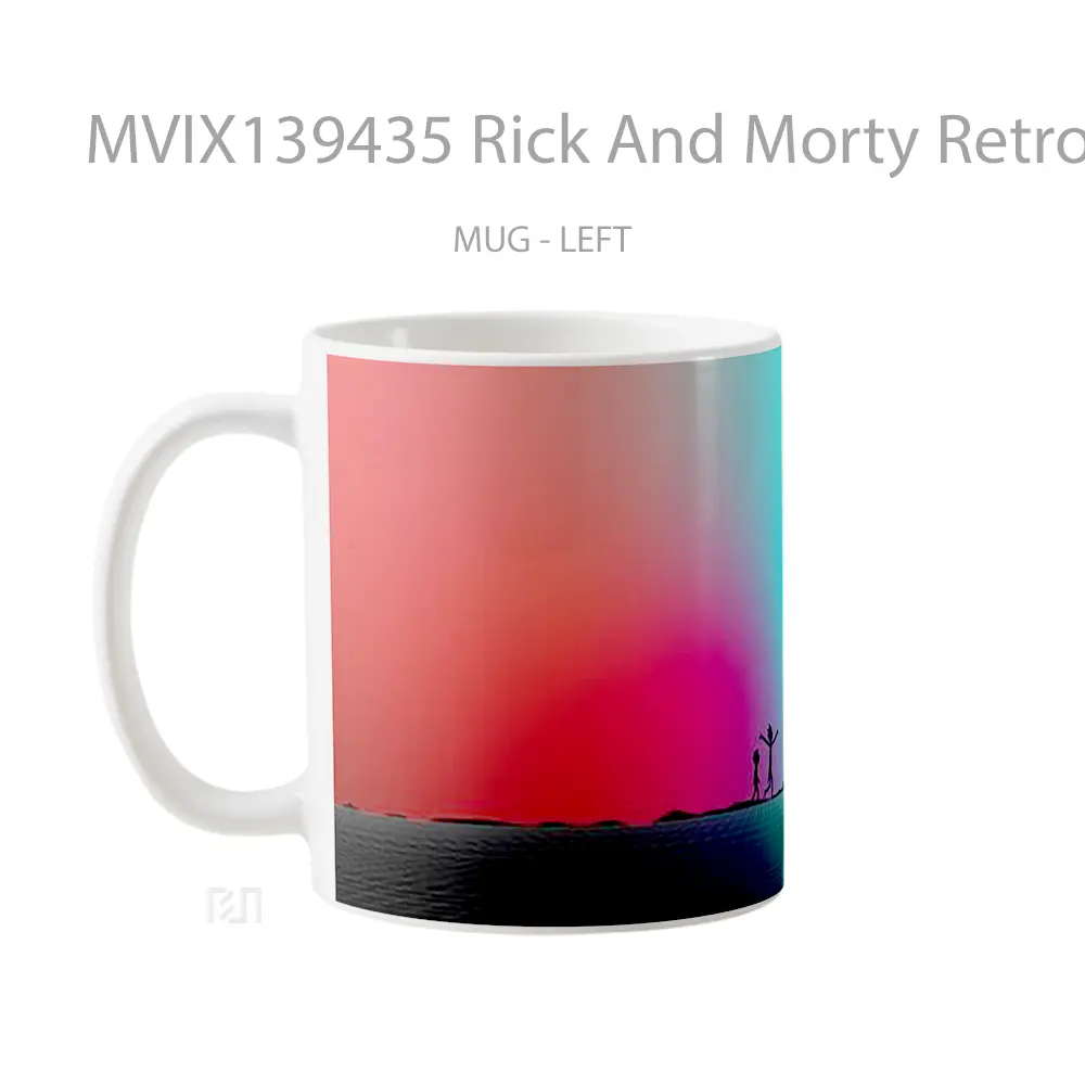 Mug Rick And Morty Retrowave Synthwave Gelas Kartun - All-side / Desain