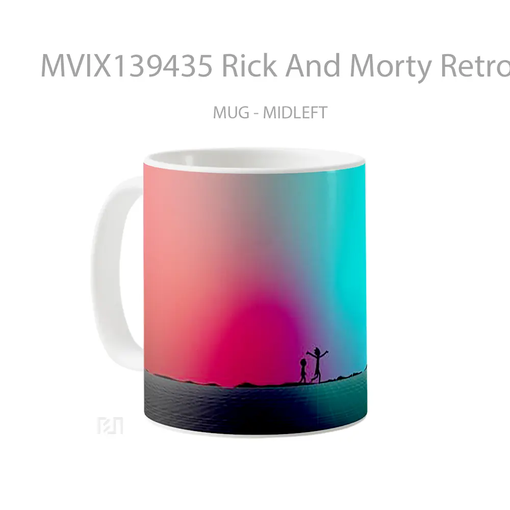 Mug Rick And Morty Retrowave Synthwave Gelas Kartun - All-side / Desain