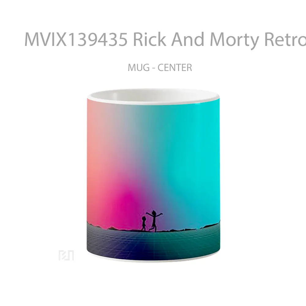 Mug Rick And Morty Retrowave Synthwave Gelas Kartun