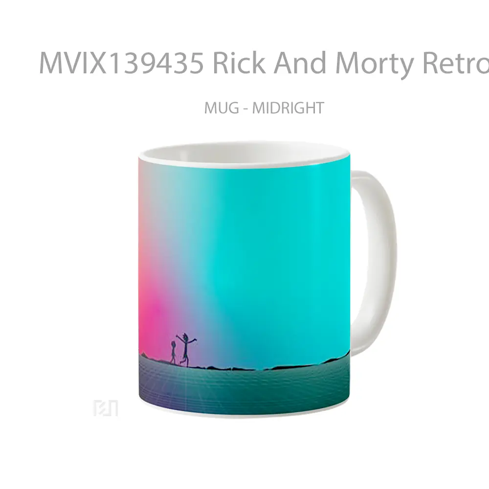 Mug Rick And Morty Retrowave Synthwave Gelas Kartun - All-side / Desain