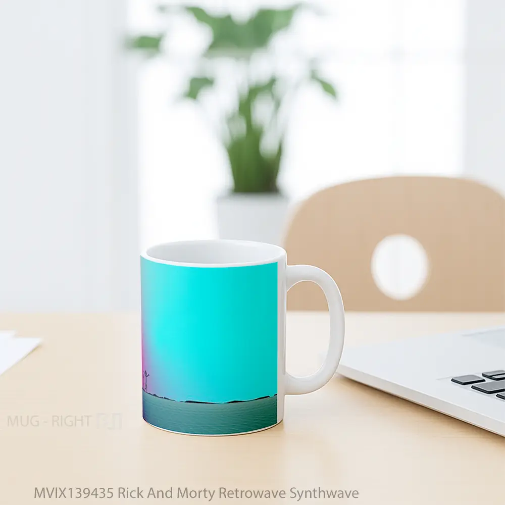 Mug Rick And Morty Retrowave Synthwave Gelas Kartun - All-side / Desain