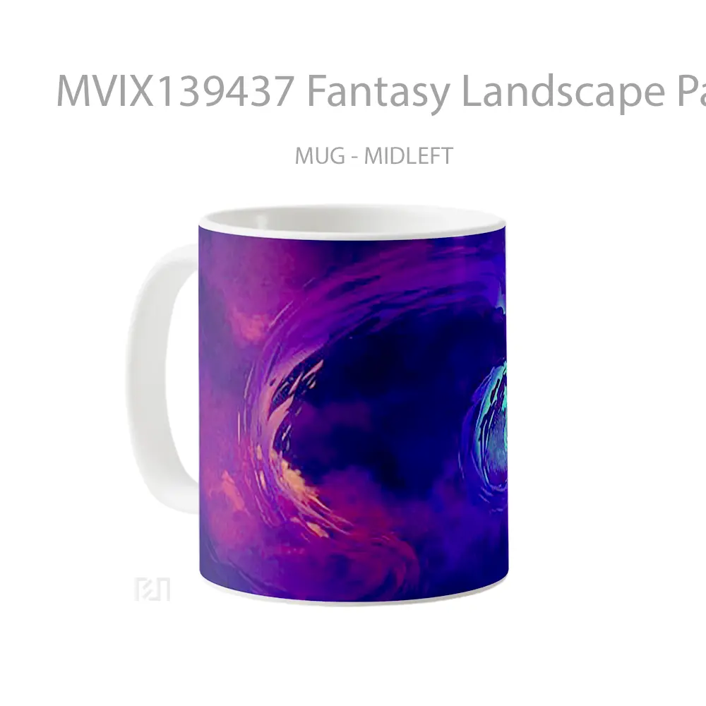 Mug Fantasy Landscape Painting Gelas Pemandangan Alam - All-side / Desain