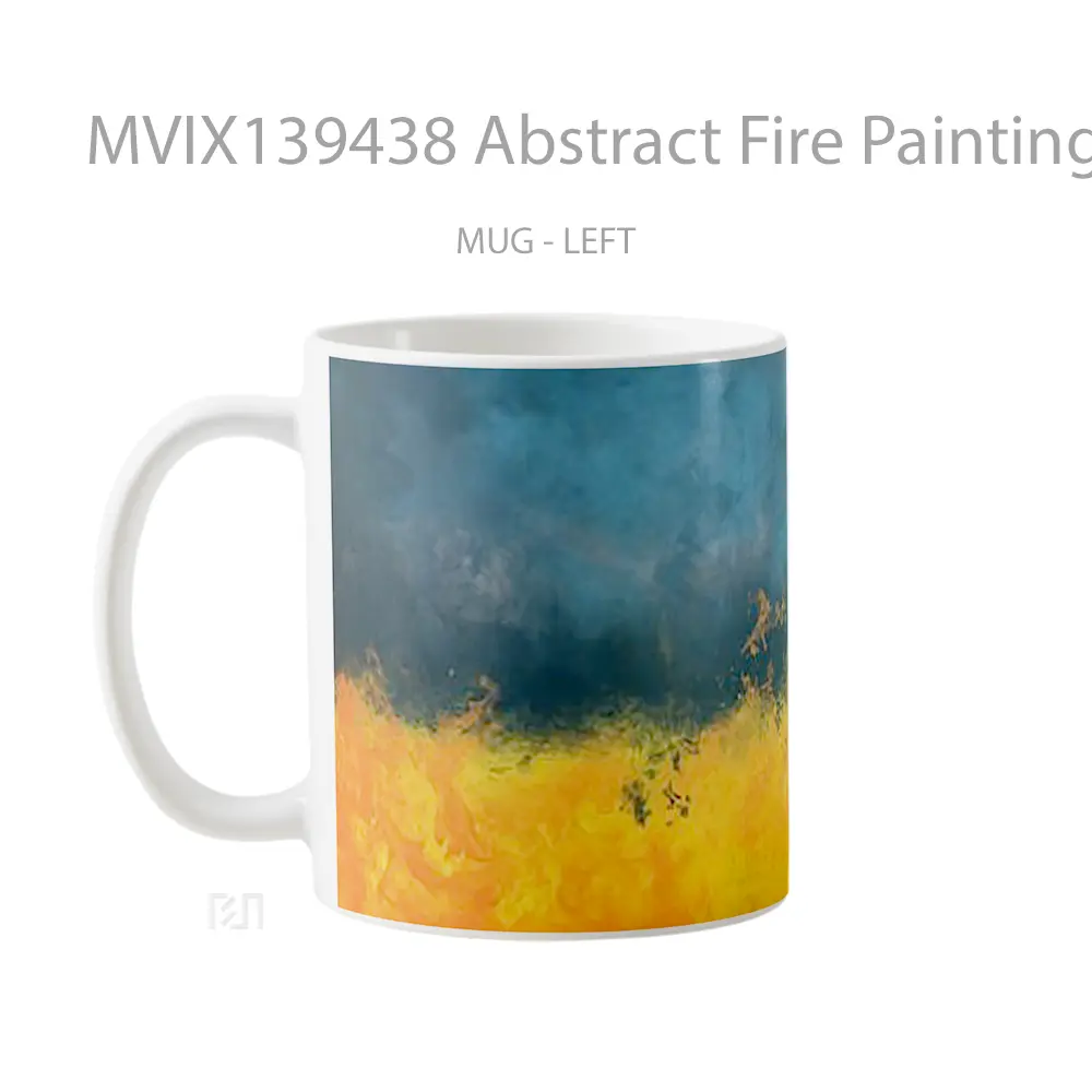 Mug Abstract Fire Painting Gelas Seni Modern - All-side / Desain