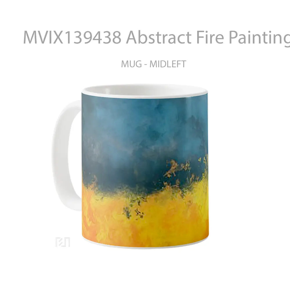 Mug Abstract Fire Painting Gelas Seni Modern - All-side / Desain