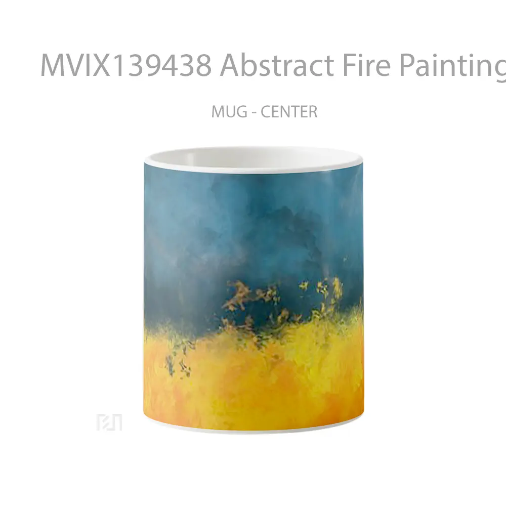 Mug Abstract Fire Painting Gelas Seni Modern