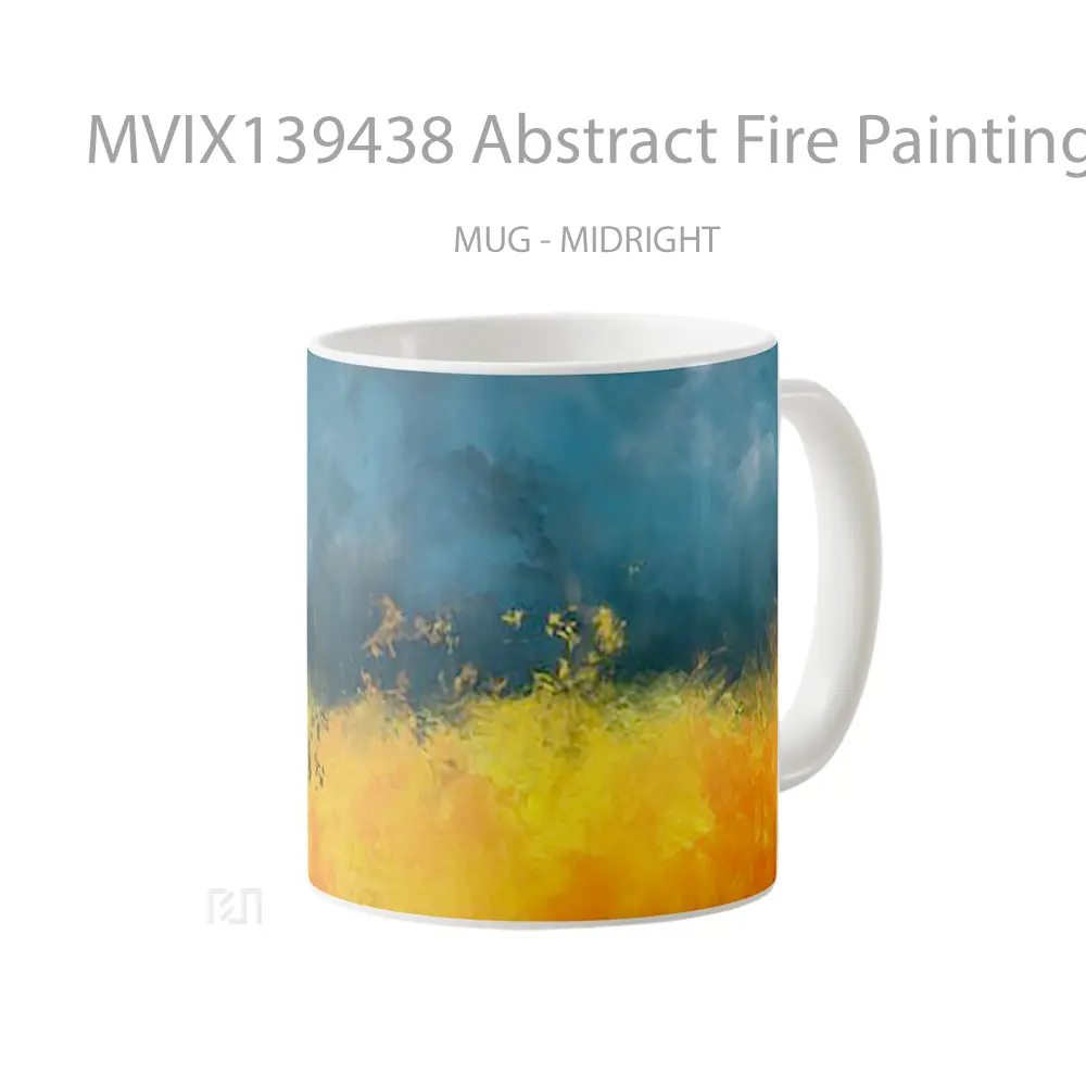 Mug Abstract Fire Painting Gelas Seni Modern - All-side / Desain